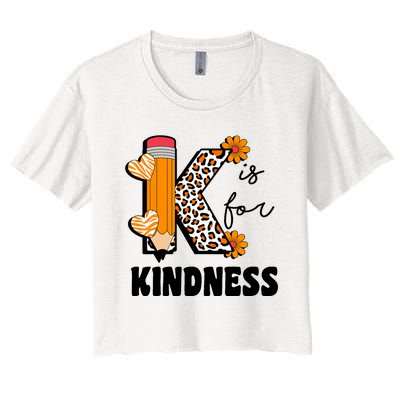 K Is For Kindness Orange Anti Bullying Unity Day Teacher Women's Crop Top Tee