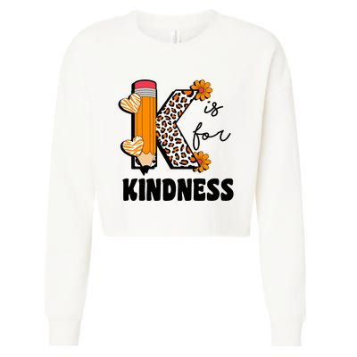 K Is For Kindness Orange Anti Bullying Unity Day Teacher Cropped Pullover Crew