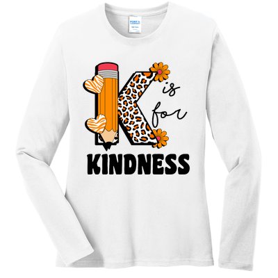 K Is For Kindness Orange Anti Bullying Unity Day Teacher Ladies Long Sleeve Shirt