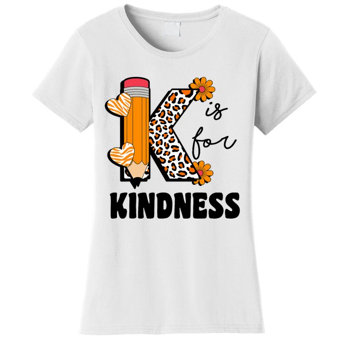 K Is For Kindness Orange Anti Bullying Unity Day Teacher Women's T-Shirt