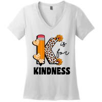 K Is For Kindness Orange Anti Bullying Unity Day Teacher Women's V-Neck T-Shirt