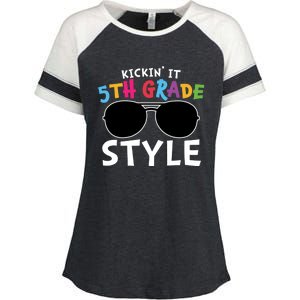 Kickin It Fifth Grade Style Cute 5Th Grade Gift Enza Ladies Jersey Colorblock Tee