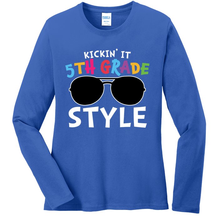 Kickin It Fifth Grade Style Cute 5Th Grade Gift Ladies Long Sleeve Shirt