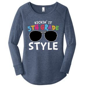 Kickin It Fifth Grade Style Cute 5Th Grade Gift Women's Perfect Tri Tunic Long Sleeve Shirt