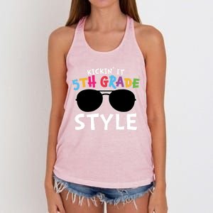 Kickin It Fifth Grade Style Cute 5Th Grade Gift Women's Knotted Racerback Tank