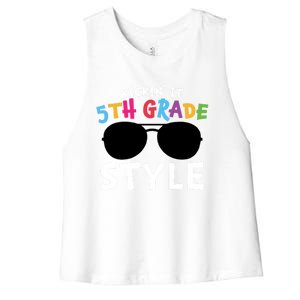 Kickin It Fifth Grade Style Cute 5Th Grade Gift Women's Racerback Cropped Tank