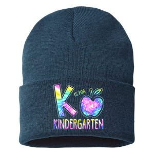 K Is For Kindergarten Teacher Tie Dye Back to School Kinder Sustainable Knit Beanie