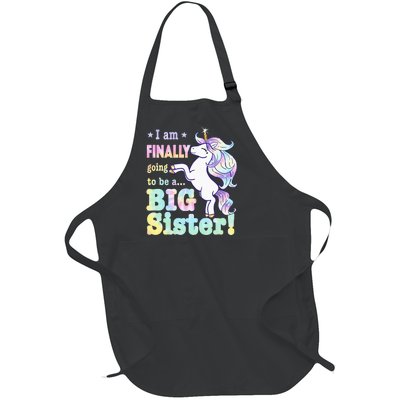 Kids Im Finally Going To Be A Big Sister Unicorn Full-Length Apron With Pockets