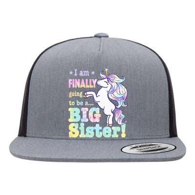 Kids Im Finally Going To Be A Big Sister Unicorn Flat Bill Trucker Hat