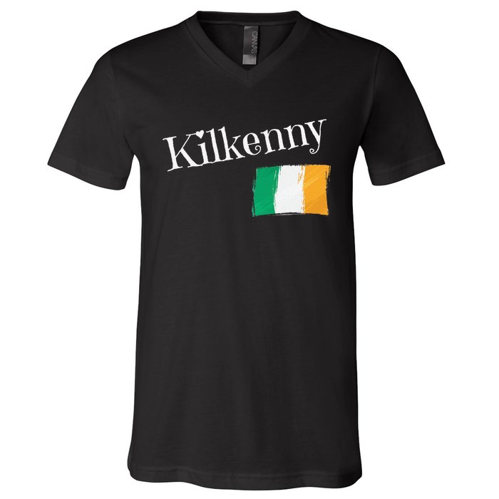 Kilkenny Ireland Flag Irish City Saint Patrick's Day V-Neck T-Shirt