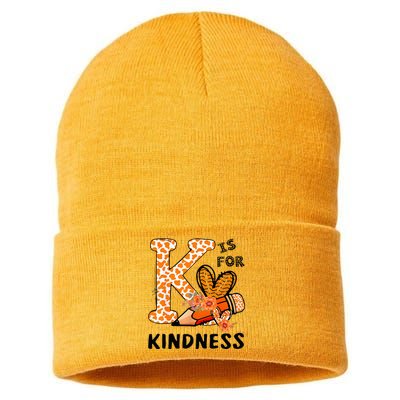 K Is For Kindness Orange Anti Bullying Unity Day Sustainable Knit Beanie