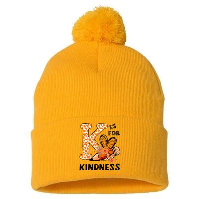 K Is For Kindness Orange Anti Bullying Unity Day Pom Pom 12in Knit Beanie