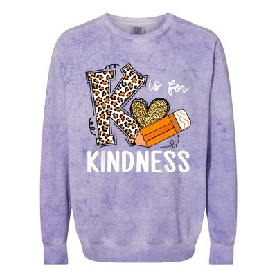 K Is For Kindness Orange Anti Bullying Unity Day Teacher Colorblast Crewneck Sweatshirt