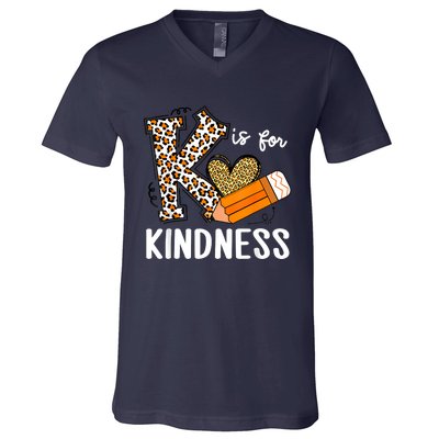 K Is For Kindness Orange Anti Bullying Unity Day Teacher V-Neck T-Shirt