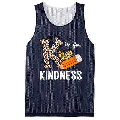 K Is For Kindness Orange Anti Bullying Unity Day Teacher Mesh Reversible Basketball Jersey Tank