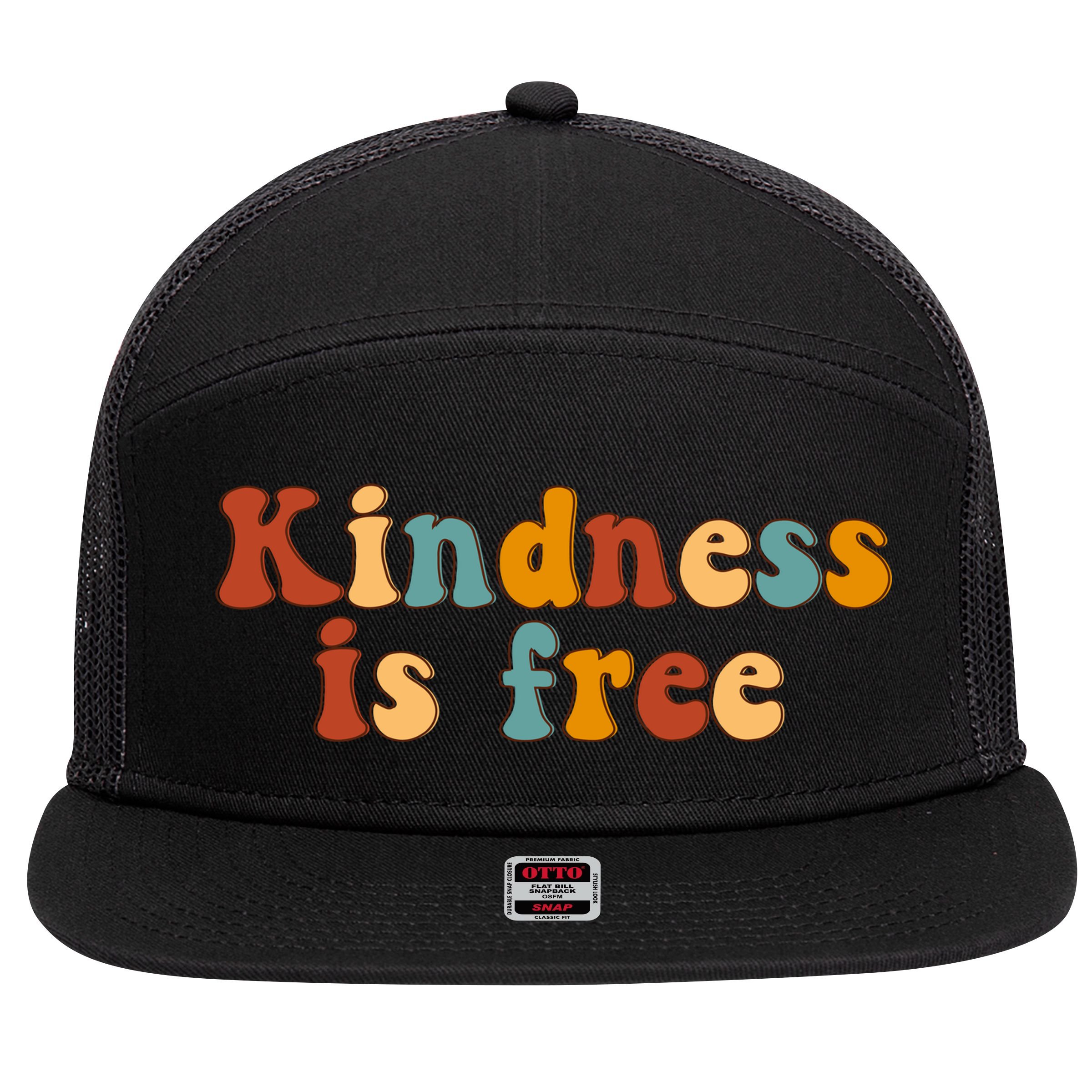 Kindness Is Free Be Kind Retro 7 Panel Mesh Trucker Snapback Hat
