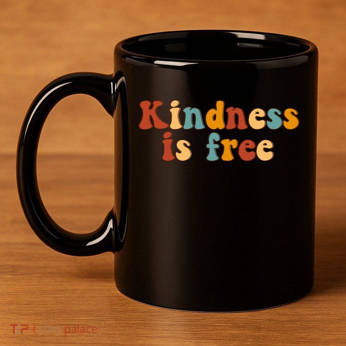 Kindness Is Free Be Kind Retro 11oz C Handle Ceramic Mug