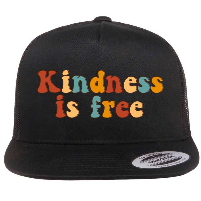 Kindness Is Free Be Kind Retro Flat Bill Trucker Hat