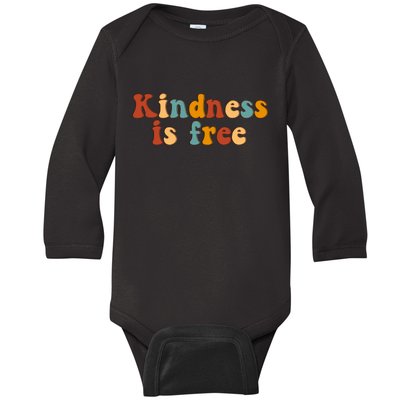 Kindness Is Free Be Kind Retro Baby Long Sleeve Bodysuit