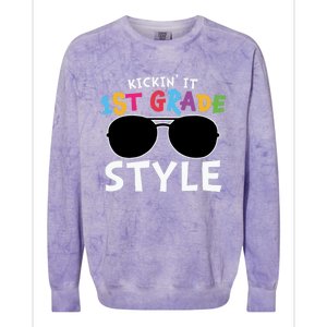 Kickin It First Grade Style Cute 1St Grade Gift Colorblast Crewneck Sweatshirt