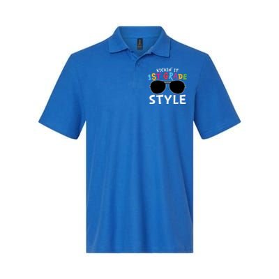 Kickin It First Grade Style Cute 1St Grade Gift Softstyle Adult Sport Polo