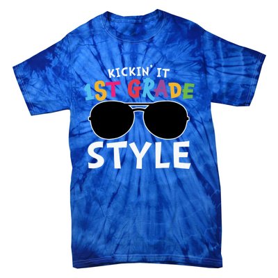 Kickin It First Grade Style Cute 1St Grade Gift Tie-Dye T-Shirt