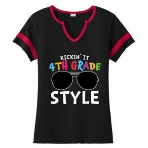 Kickin It Fourth Grade Style Cute 4Th Grade Gift Ladies Halftime Notch Neck Tee