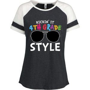 Kickin It Fourth Grade Style Cute 4Th Grade Gift Enza Ladies Jersey Colorblock Tee