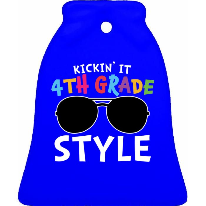 Kickin It Fourth Grade Style Cute 4Th Grade Gift Ceramic Bell Ornament