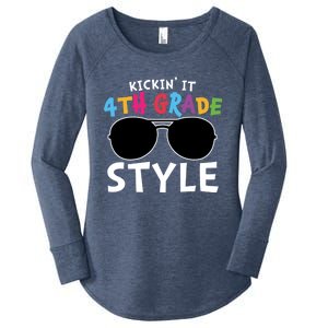 Kickin It Fourth Grade Style Cute 4Th Grade Gift Women's Perfect Tri Tunic Long Sleeve Shirt