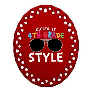 Kickin It Fourth Grade Style Cute 4Th Grade Gift Ceramic Oval Ornament