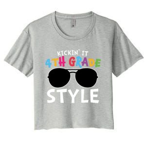 Kickin It Fourth Grade Style Cute 4Th Grade Gift Women's Crop Top Tee