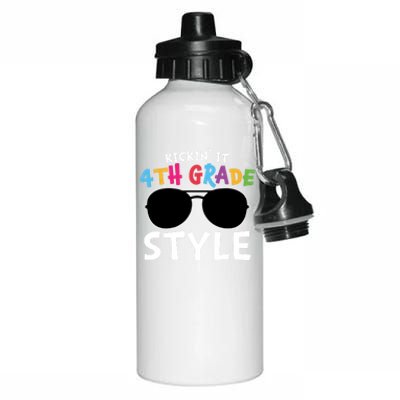 Kickin It Fourth Grade Style Cute 4Th Grade Gift Aluminum Water Bottle