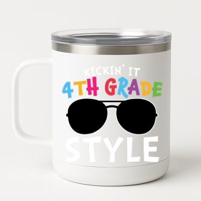 Kickin It Fourth Grade Style Cute 4Th Grade Gift 12 oz Stainless Steel Tumbler Cup