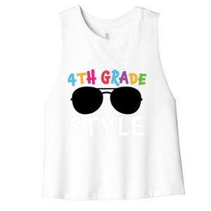 Kickin It Fourth Grade Style Cute 4Th Grade Gift Women's Racerback Cropped Tank