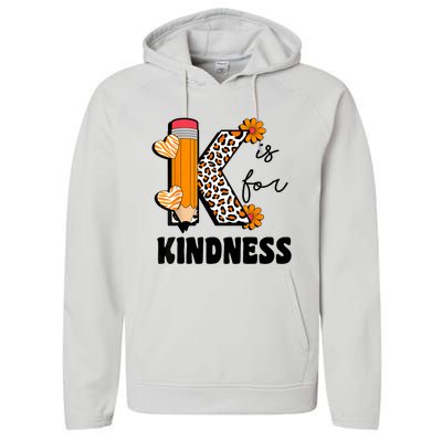 K Is For Kindness Orange Anti Bullying Unity Day Teacher Performance Fleece Hoodie