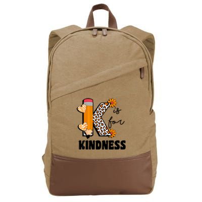 K Is For Kindness Orange Anti Bullying Unity Day Teacher Cotton Canvas Backpack