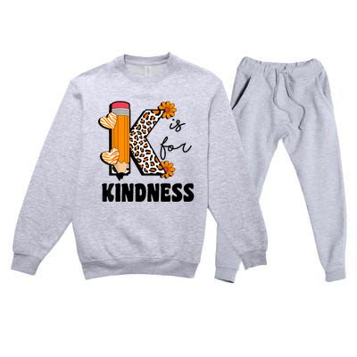 K Is For Kindness Orange Anti Bullying Unity Day Teacher Premium Crewneck Sweatsuit Set