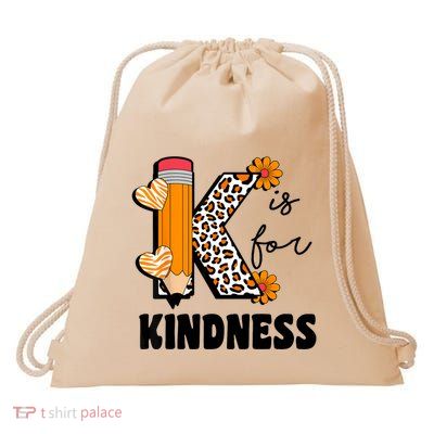 K Is For Kindness Orange Anti Bullying Unity Day Teacher Drawstring Bag