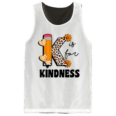 K Is For Kindness Orange Anti Bullying Unity Day Teacher Mesh Reversible Basketball Jersey Tank