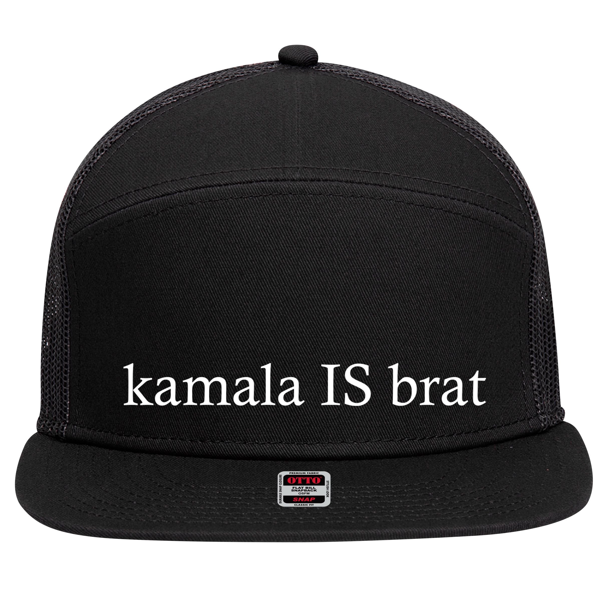Kamala Is Green Brat 7 Panel Mesh Trucker Snapback Hat