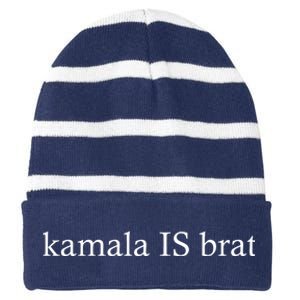 Kamala Is Green Brat Striped Beanie with Solid Band