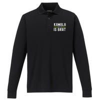 Kamala Is Green Brat Performance Long Sleeve Polo