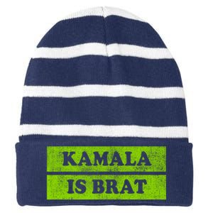 Kamala Is Green Brat Striped Beanie with Solid Band