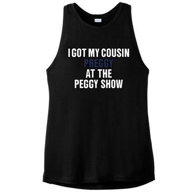 Kanyesbuttplug I Got My Cousin Preggy At The Peggy Show Ladies PosiCharge Tri-Blend Wicking Tank