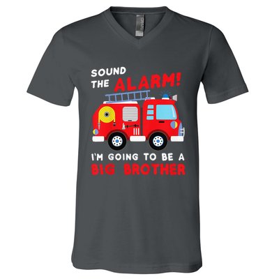 Kids Im Going To Be A Big Brother Firetruck Baby Reveal V-Neck T-Shirt