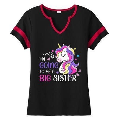 Kids Im Going To Be A Big Sister Unicorn Ladies Halftime Notch Neck Tee