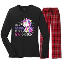 Kids Im Going To Be A Big Sister Unicorn Women's Long Sleeve Flannel Pajama Set 