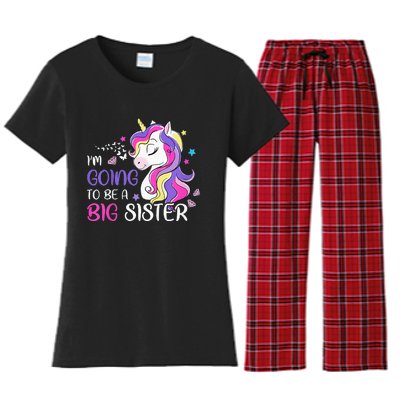 Kids Im Going To Be A Big Sister Unicorn Women's Flannel Pajama Set