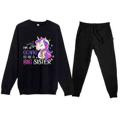 Kids Im Going To Be A Big Sister Unicorn Premium Crewneck Sweatsuit Set